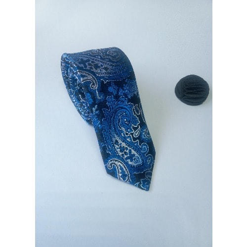 Blue Paisley Slim Tie