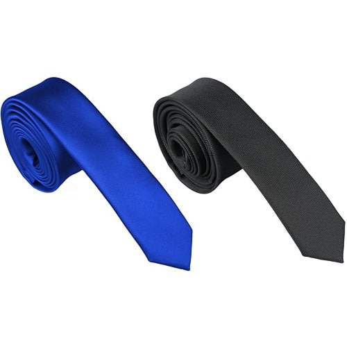 Men's Slim  Long Ties  - Set Of 2 - Black & Blue