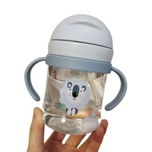 300ml Children's Cartoon Infant Scale Straw Cup Anti Choking Baby Handle Resistant Falling Water Bottle Ball Learning Drink Cup