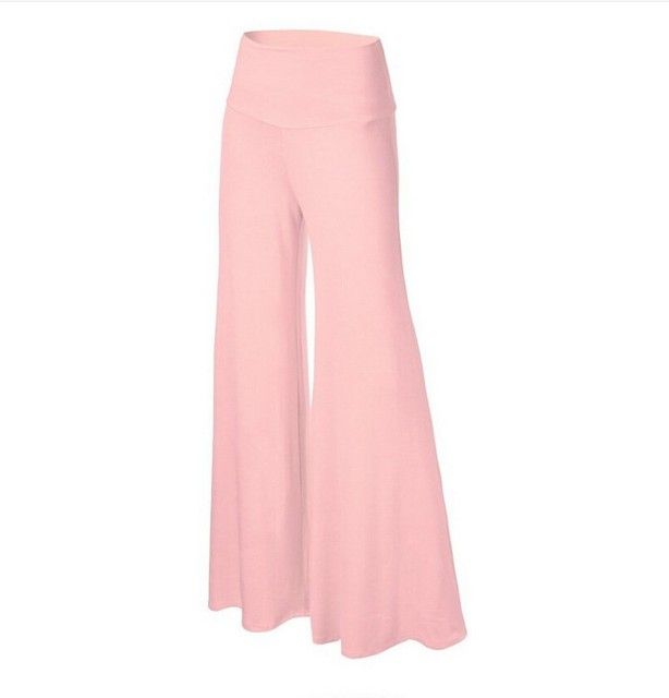 Women'S Wide Leg Pants Fashion Loose Stretch High Waist Wide Leg Long Pants Palazzo Chiffon Solid Hot Trousers(#Pink)