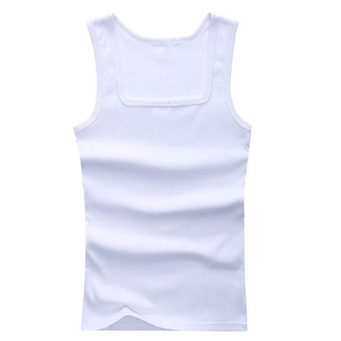 Tank Top Solid Color Breathable Cotton Compression-White