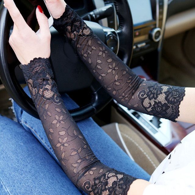 1 Pair Winter Warm Lace Hand Black Cotton Fingerless Long