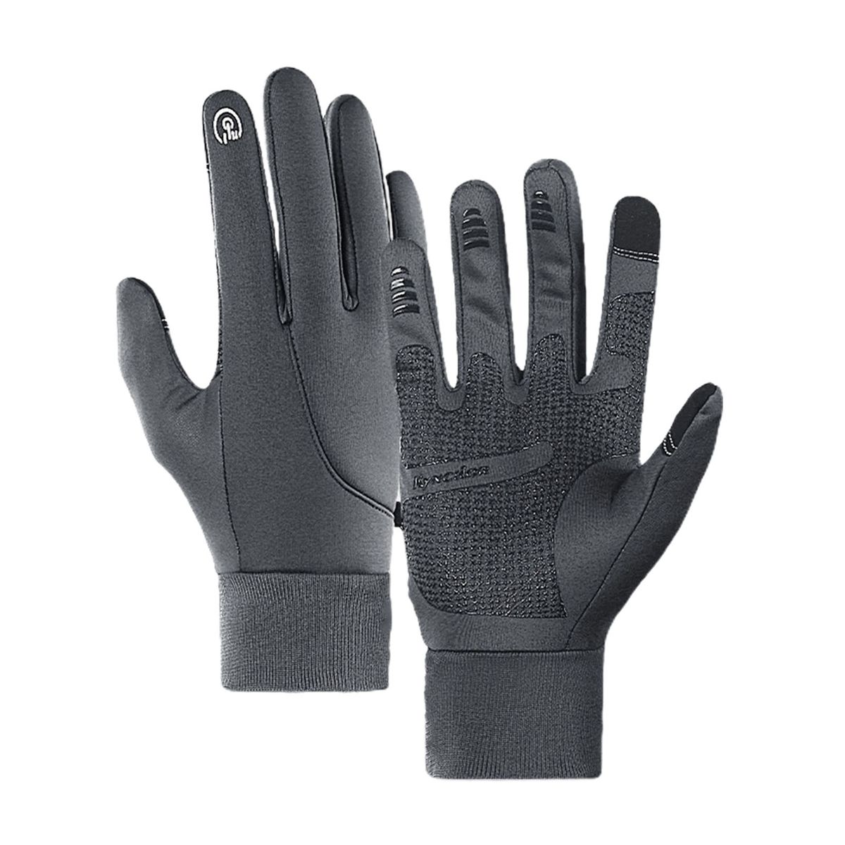 LAOdou 1 Pair Full Finger Touch Screen Finger Gloves Plush-Grey