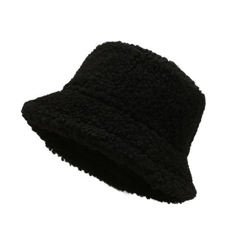 Bucket Hat Solid Color All Match Autumn Winter-Black