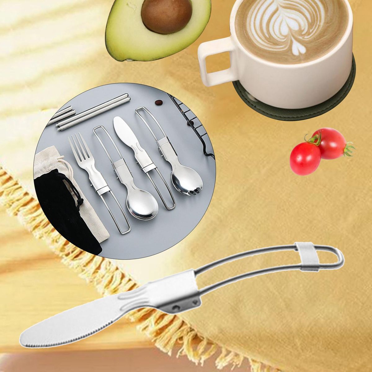 Practical Folding Cutlery Cookware Light Tableware Backpacking Knive