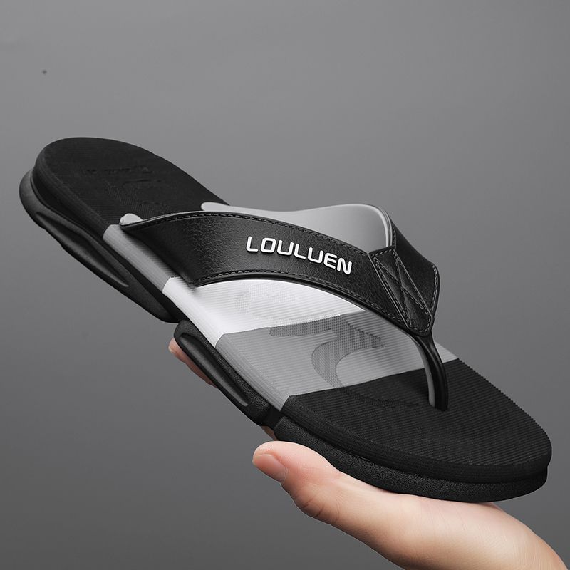 High Quality Men's Shoes Unique Cool Design Flip Flops Men Sandals Luxury Summer Indoor&Outdoor Soft Rubber Slippers Men Fashion Breathable Casual Male Flats Sandals Beach Shoes Black