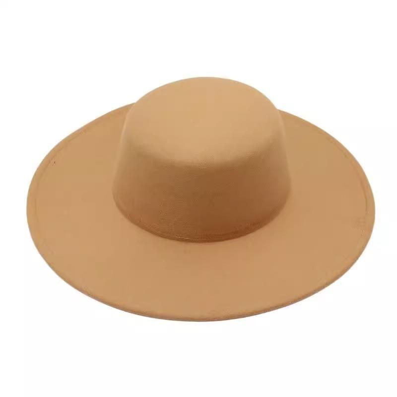 MZ1443camel Summer Flat Top Beach Hat Men's and Women's Hat Top Hat Jazz Adult Hat Travel Outdoor Leisure Hat