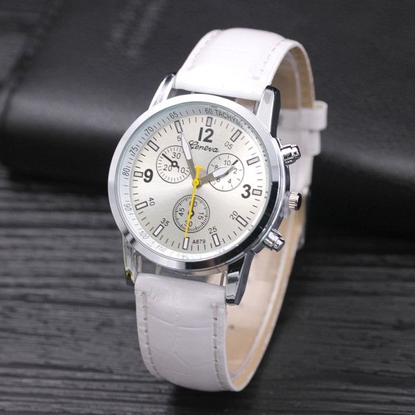 Luxury Geneva PU Leather Watches Unisex Men Women Quartz Analog Numerals Watch Casual Dress Wrist Watches