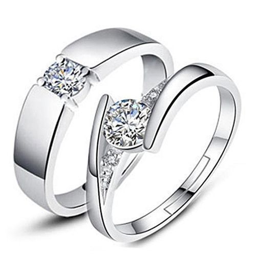 Couple Rings Jewellry Silver Adjustable Ring 2 PCS