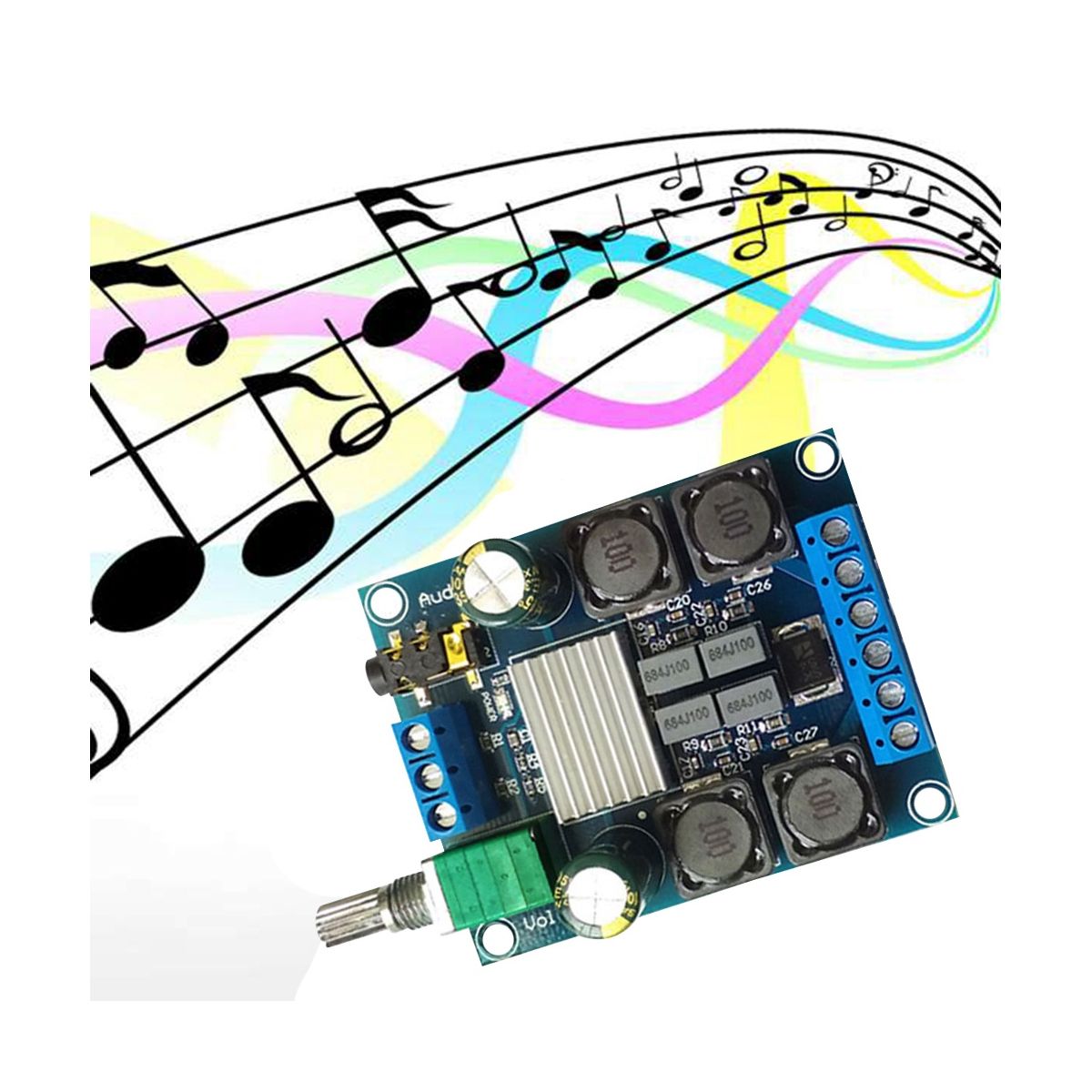 -502 High-Power Digital Power Amplifier Board TPA3116D2 50Wx2 Dual-Channel Stereo Audio Amplifier Module DC45-27V
