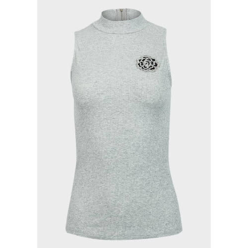 Women Sleeveless High neck Top/Blouse-Light Grey
