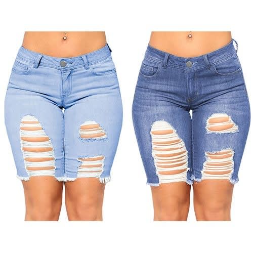 2 Pairs Torn Distressed Shorts-light