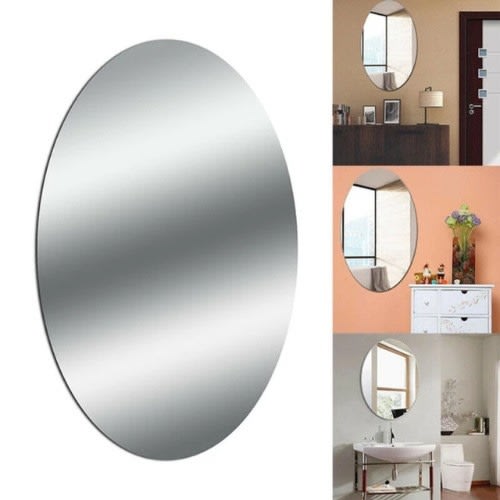 Oval Acrylic Flexible Mirror With Adhesive Stickers- 1 Piece