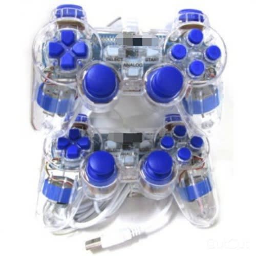 Transparent USB Dual Vibration Game Controller Pad For PC