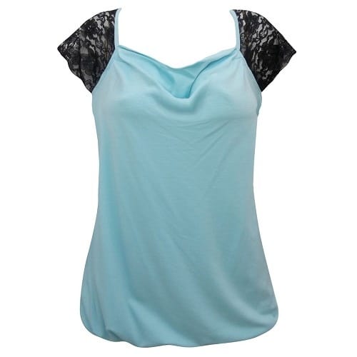 Cowl Neck Lace Sleeve Top