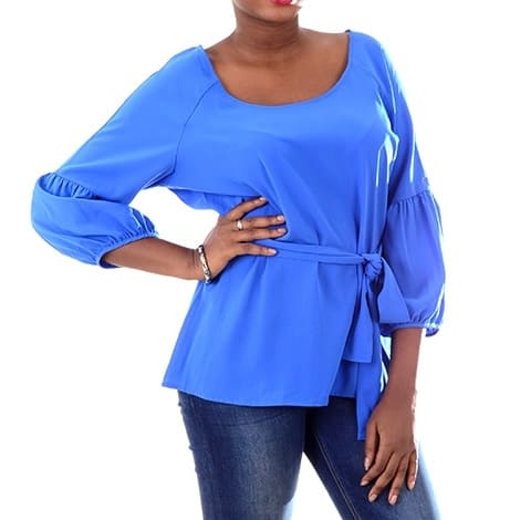Broad Neck Top With Belt