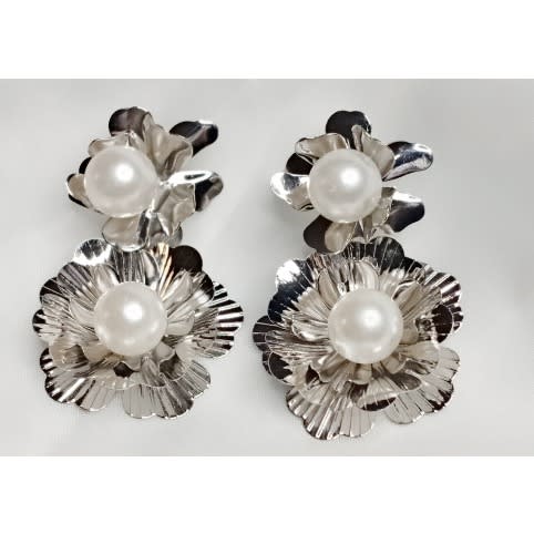 Silver Faux Pearl Earrings