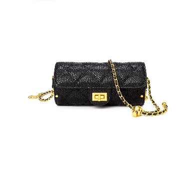 Leather Sausage Design Purse - Black