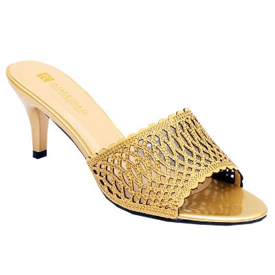 Isabelle Slippers With Laser Cut Detail - Gold