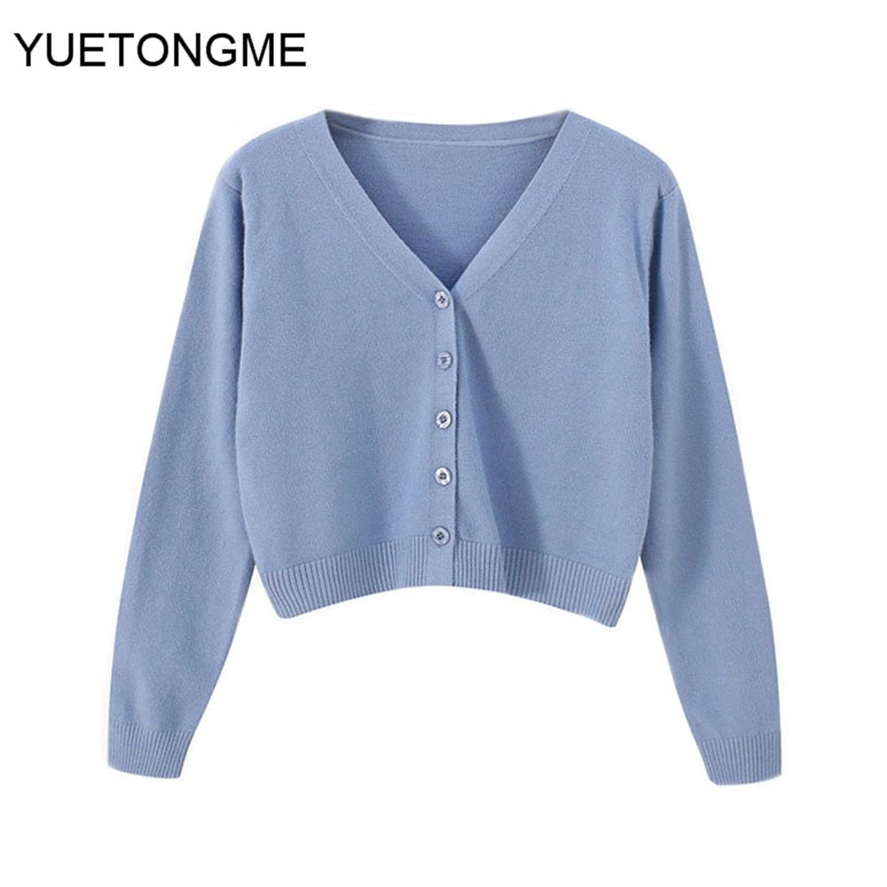 Sweet Cute Girl Knitting Sweater Lazy Simple Style Sleeve Harajuku-Sky Blue