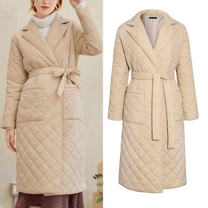 Long Straight Coat Jacket Women Winter Fall Beige M