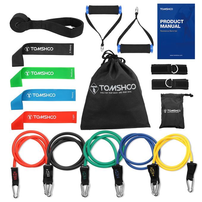TOMSHOO 17Pcs Resistance Bands Set Workout Fintess Exercise