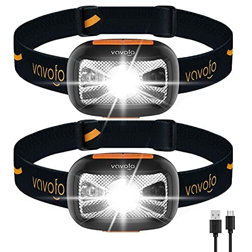 VAVOFO LED Headlamp Flashlight 2 Pack USB Rechargeable Water
