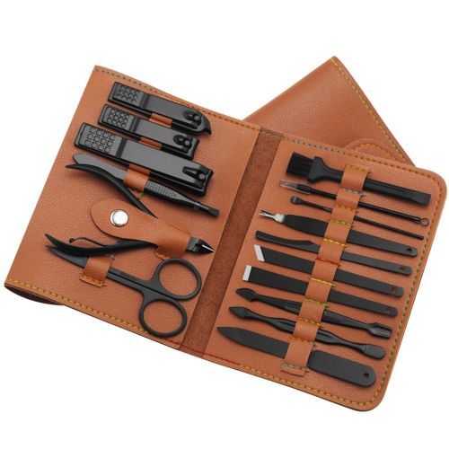 16pcs/set Nail Clipper Cutter Trimmer Ear Pick Grooming Kit Manicure Set