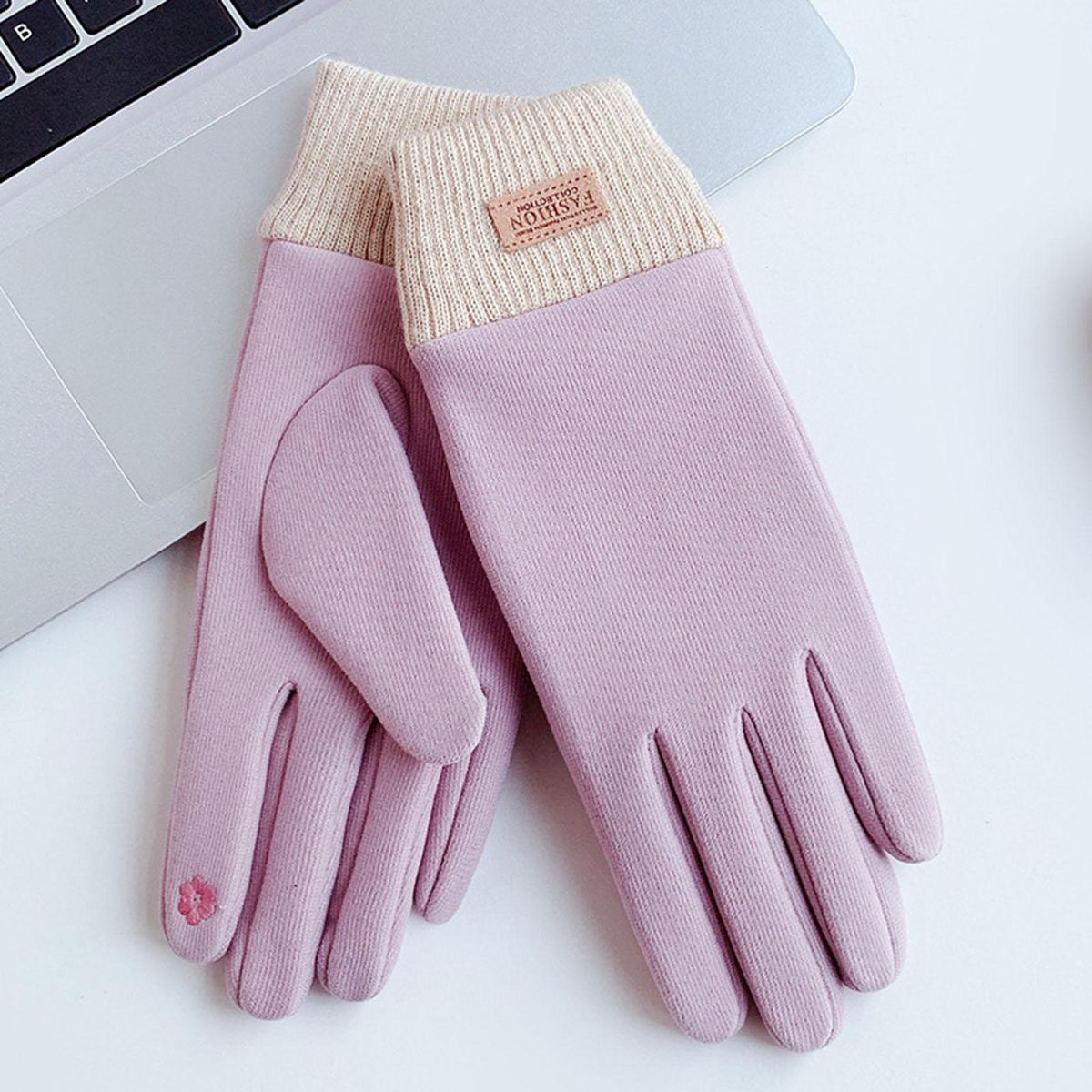 1 Pair Winter Thermal Soft Fleece Winter Purple