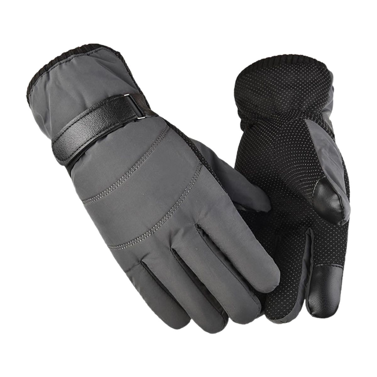 1 Pair Ridding Warm Touch Screen Full Finger Grey