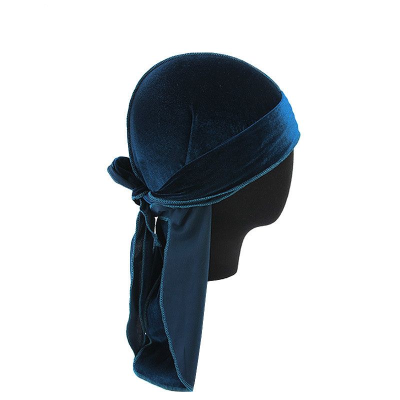 (Sky Blue)Unisex Velvet Durag Long Tail And Wide Straps Waves For Men Solid Wide Doo Rag Bonne XXA