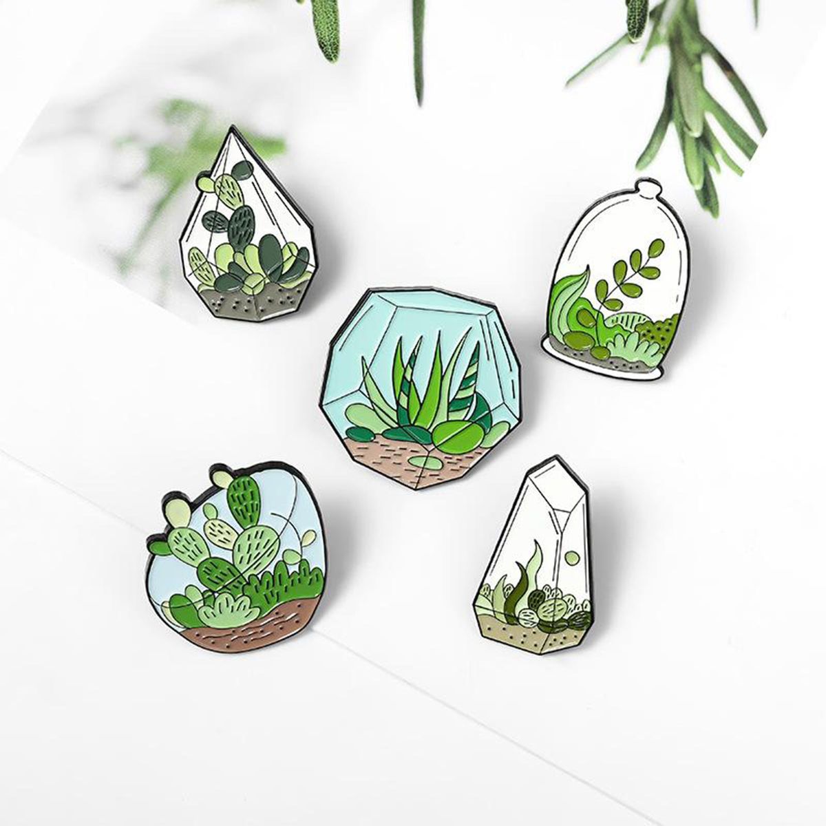 5pcs/set Novelty Brooch Pins Sweater Shawl Clips Cardigan Plant Potted