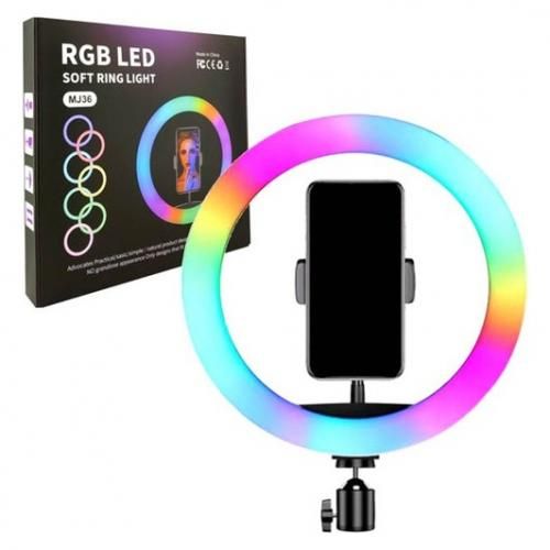 RGB 14 Inches Multi-color Ring Light With Stand 35.5CM+3 Phone Holders