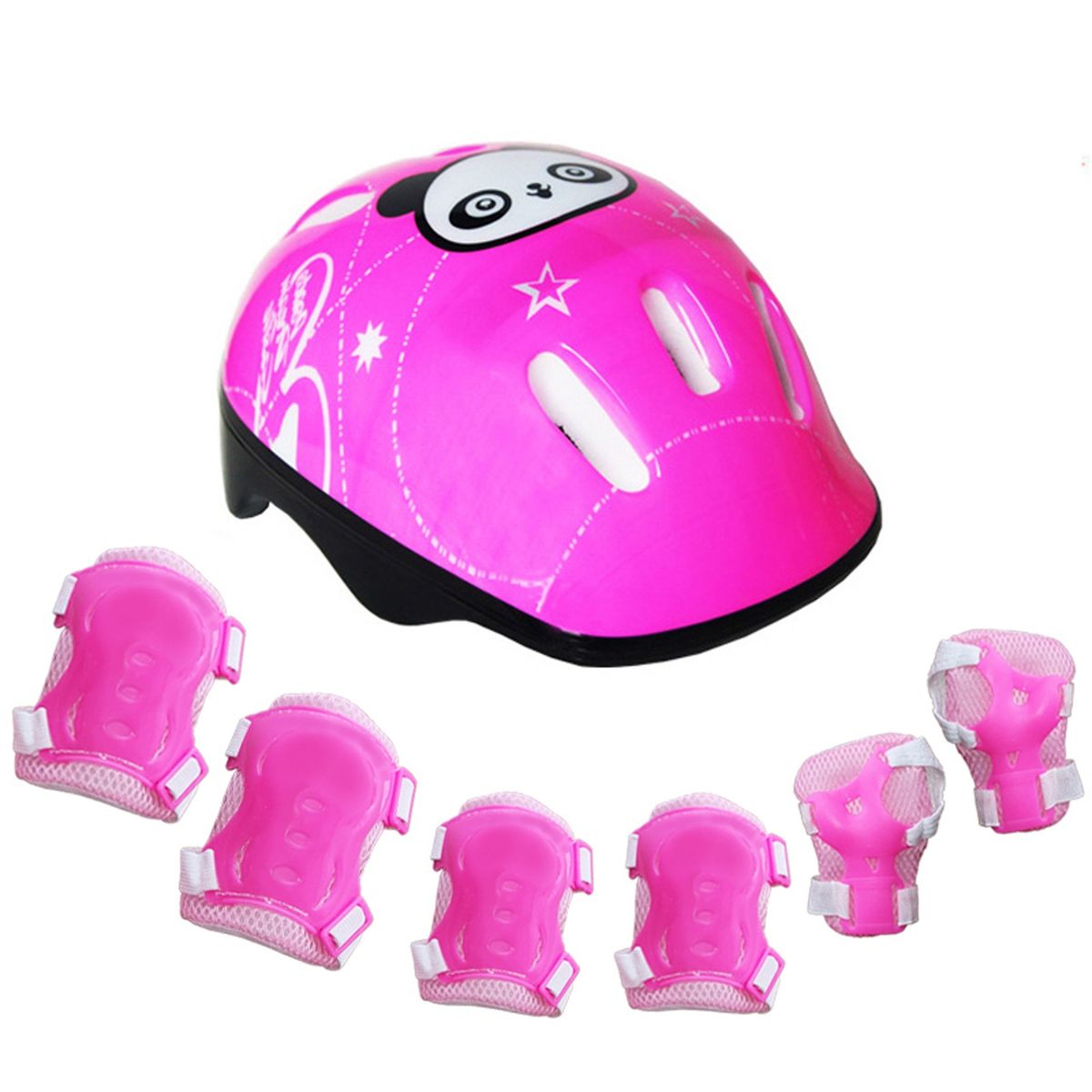 Skate Pads Children's Protective Skateboard Protective Adjustable Equipment 7-in-1 Knee And Elbow Pads For Kids 7 Year Old-Pink