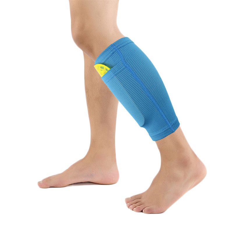 Soccer Football Support Socks Nylon Leg Covers Shinbone Protector With Pocket Footbalear-Black
