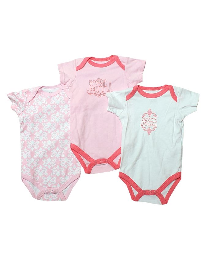Baby Girls Cotton Short Sleeve Inner Wear Body Suit-White , Pink And Multi