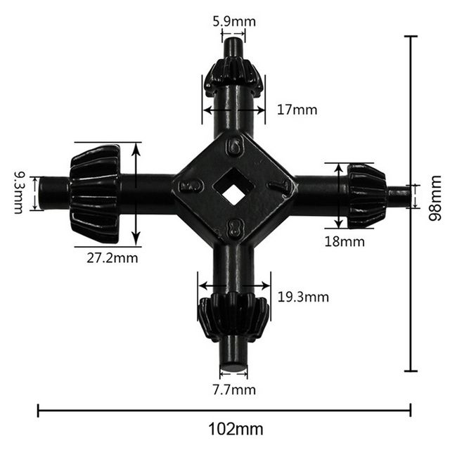 4 Way Drill Press Chuck Key Size 3/8