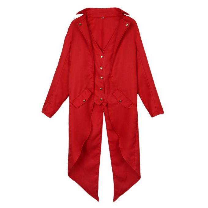 Gothic Medieval Men's Tailcoat Jacket, Steampunk Vintage XXL Red