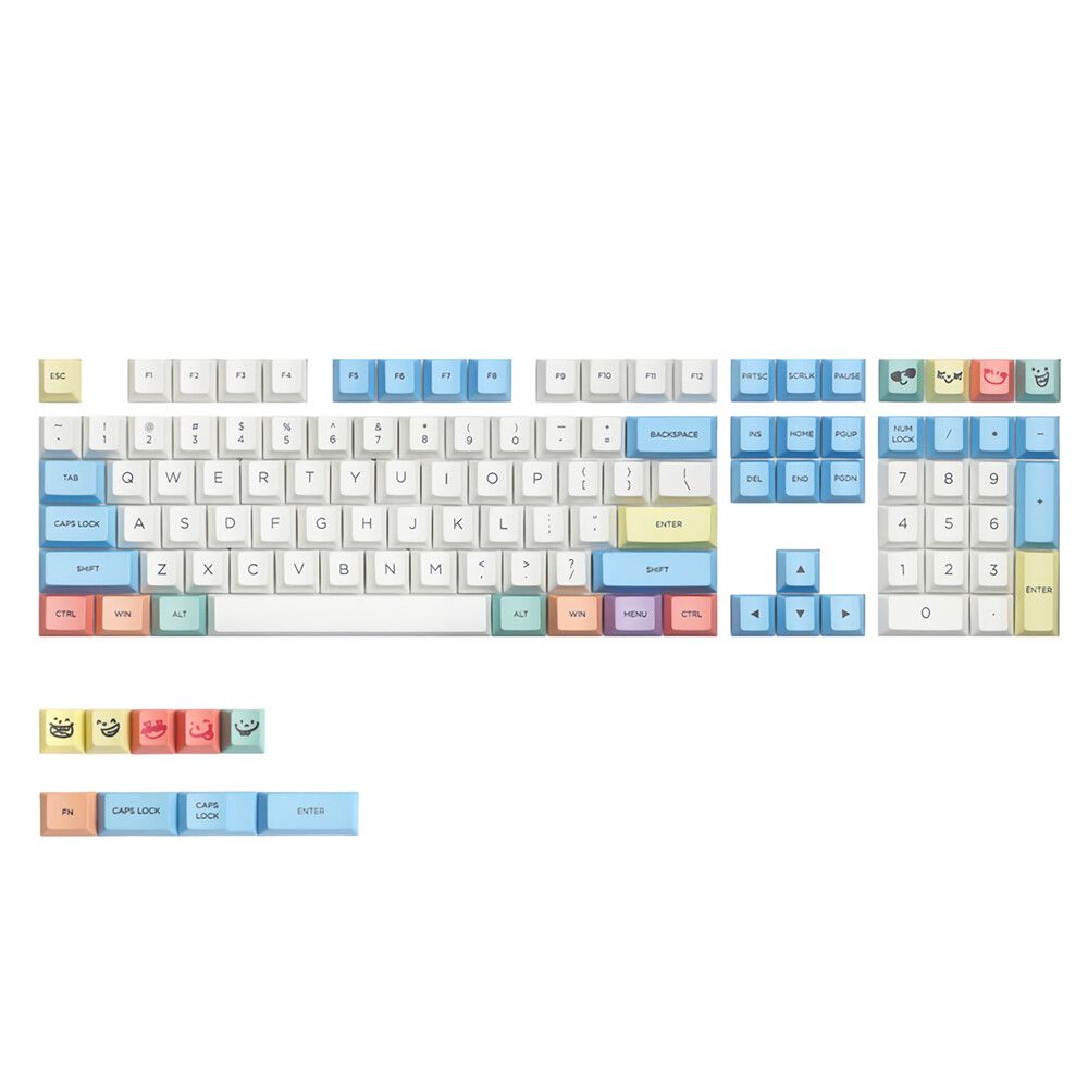 117 Keys Chalk Keycap Set OEM Profile PBT Sublimation Keycaps For 61/64/87/104/108 Keys Mechanical Keyboards