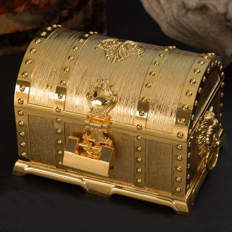 Ring Double-layer Jewel Box With Lock, Size: 17.5x13.5x12.5cm