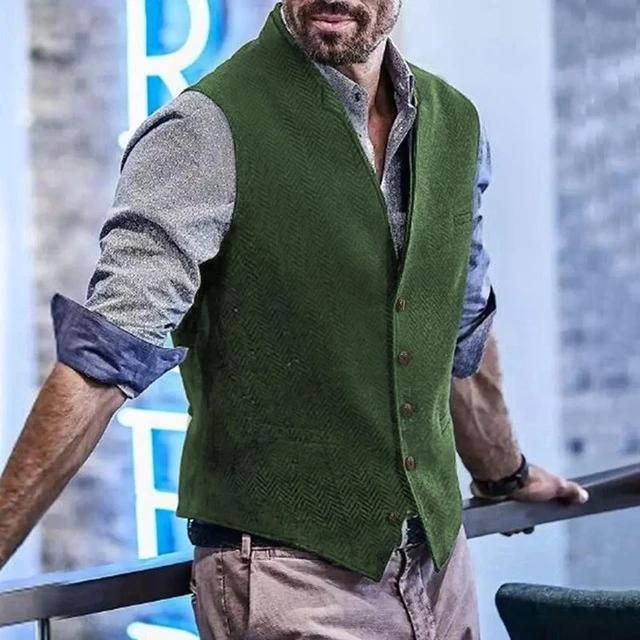 Men's Vests Grey Defacto Mens Tweed Suit Vest Jacket Steampunk Brown BlaBusiness Waistcoat Plus Size for Man Wedding