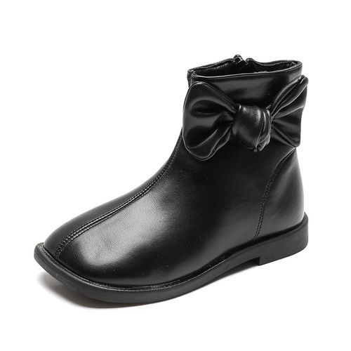 Children's Leather Boots Girls Bow Boots Girls Casual Leather Shoes