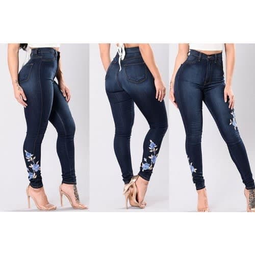 Embroidery Print High Elasticity Women Jeans