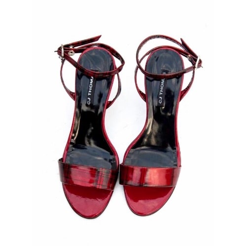 Leather Heeled Sandals - Red