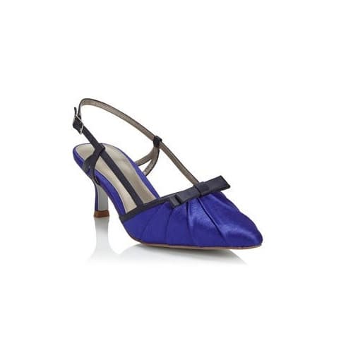 Pleat Bow Sling Back Shoe - Blue