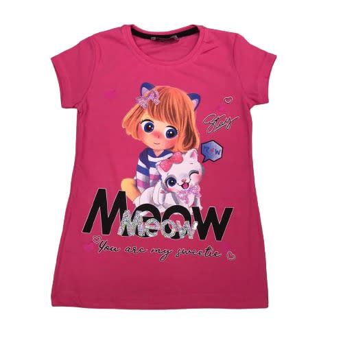 Modern Turkey Top With Cat Design For Girls