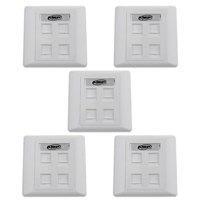 5Pcs 4 Port Wall Outlet Face Plate   RJ11 Network Ethernet Socket