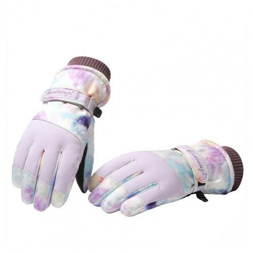 (Tiedye Purple)1 Pair Women Gloves 2-in-1 Lightweight Screen Touch Available Winter Sport Wome GRE