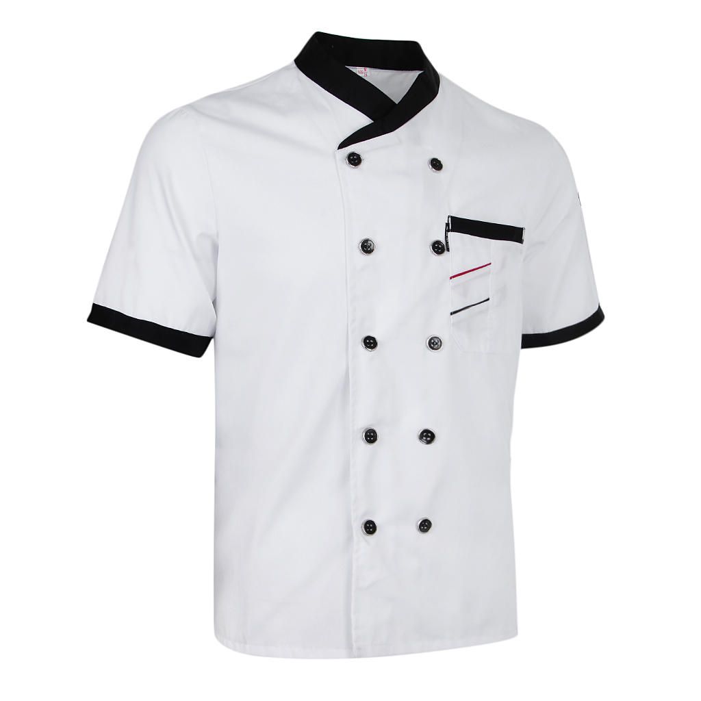 Women Men Durable Chefs Jacket Coat Hotel Kitchen Summer White M