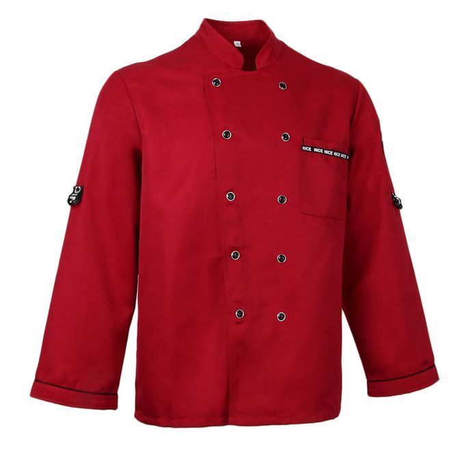 Unisex Chef Long Sleeve Uniform Outfits Kitchen Jacket Coat XXXL Red